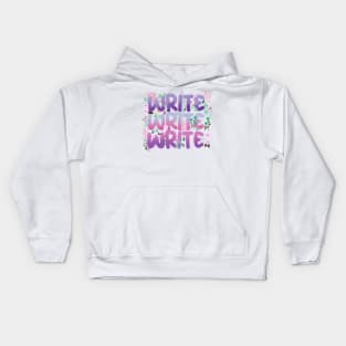 Write Write Write in Purple Florals Kids Hoodie